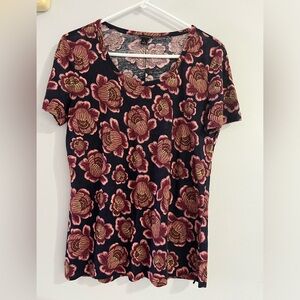 Ann Taylor 100% Women’s Top Short Sleeve black/burgundy Sz S